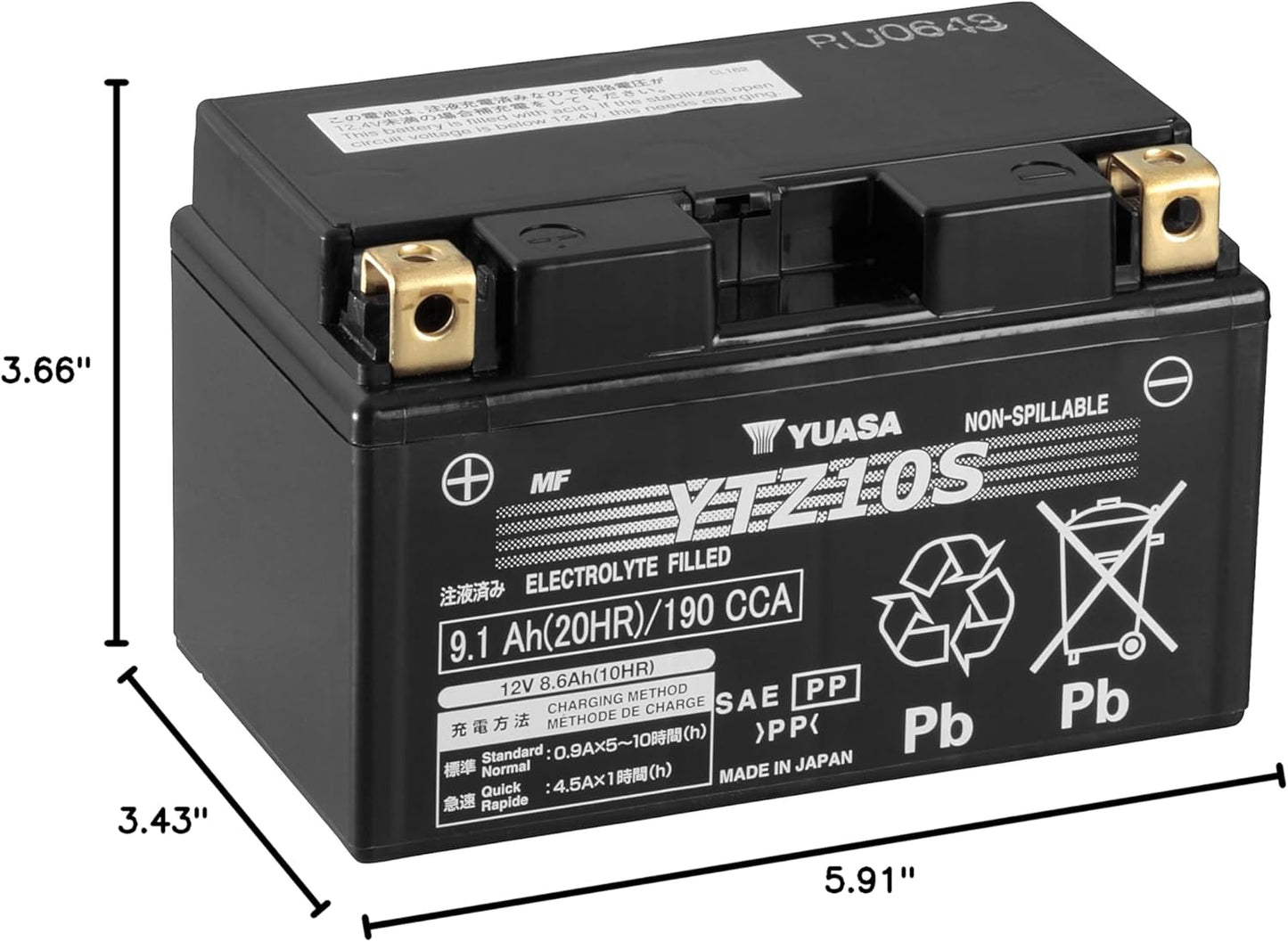 Genuine Yuasa YTZ10S AGM Battery, 12V, 8.6ah, Valve Regulated, NIB, Free Ship!